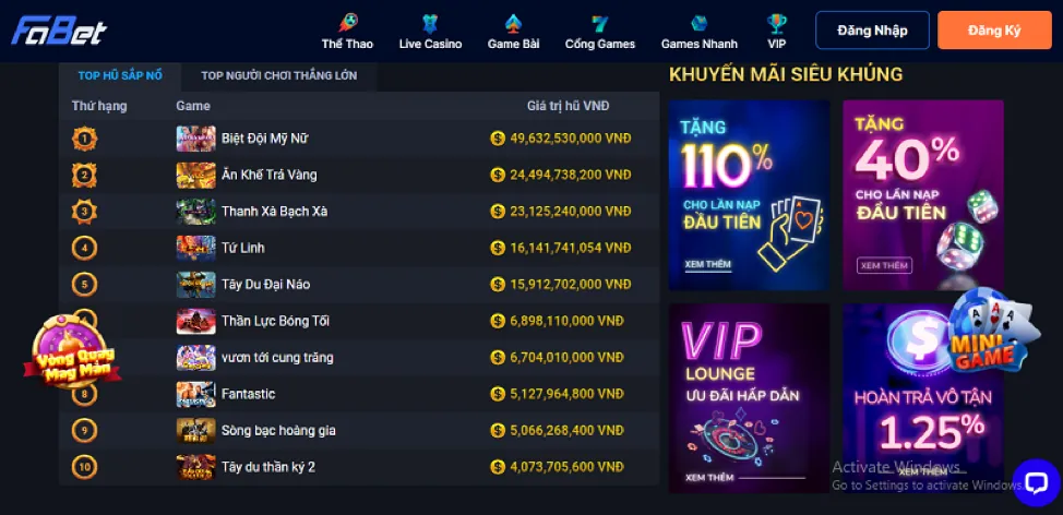 Trò chơi Slot Jackpot lũy tiến với số tiền thưởng khổng lồ